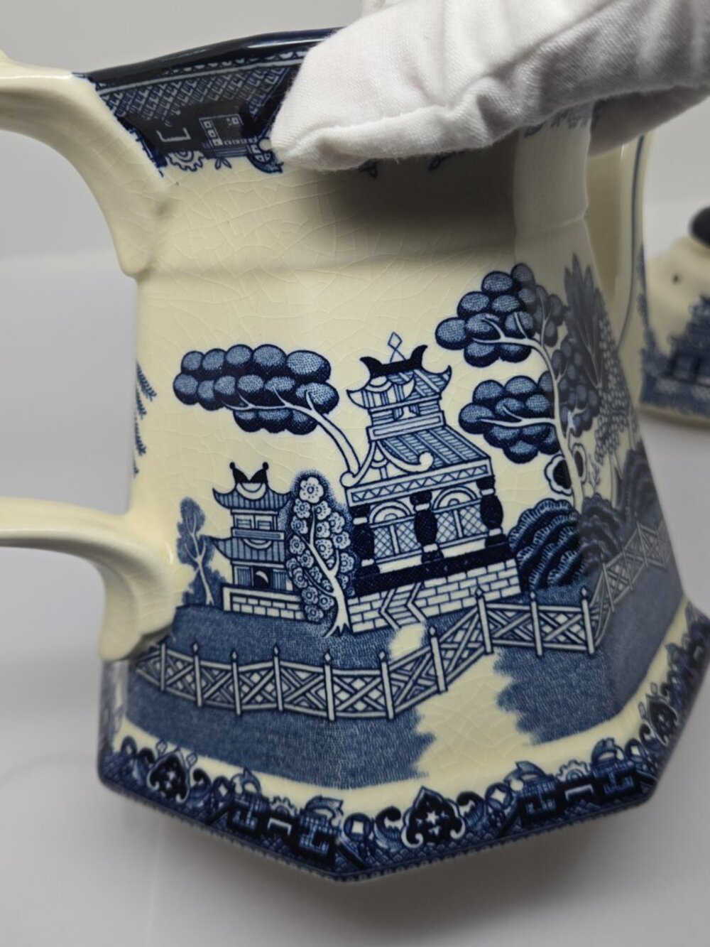 E&C Challinor Ironstone Willow Modern Production Ceramic Teapot, Blue and White - Picture 11 of 16